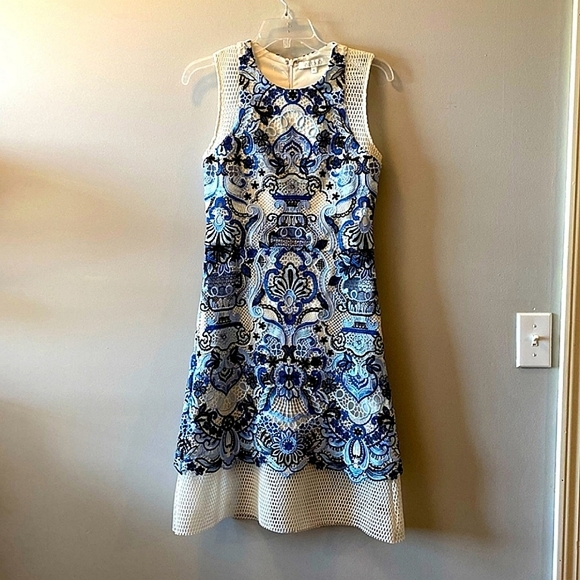 alexis blue and white embroidered dress Alexis Dress / Blue Wave Blue Wave / XS main image 0